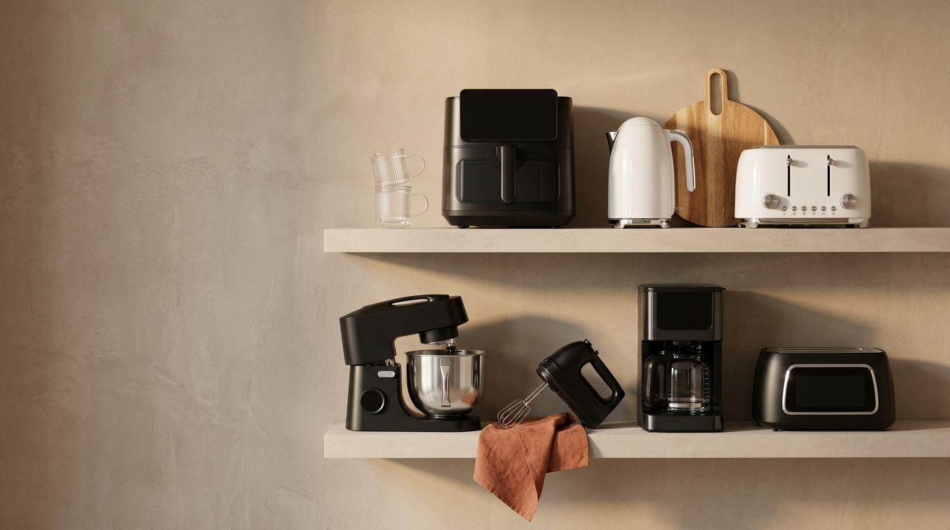 Small appliances on a shelf