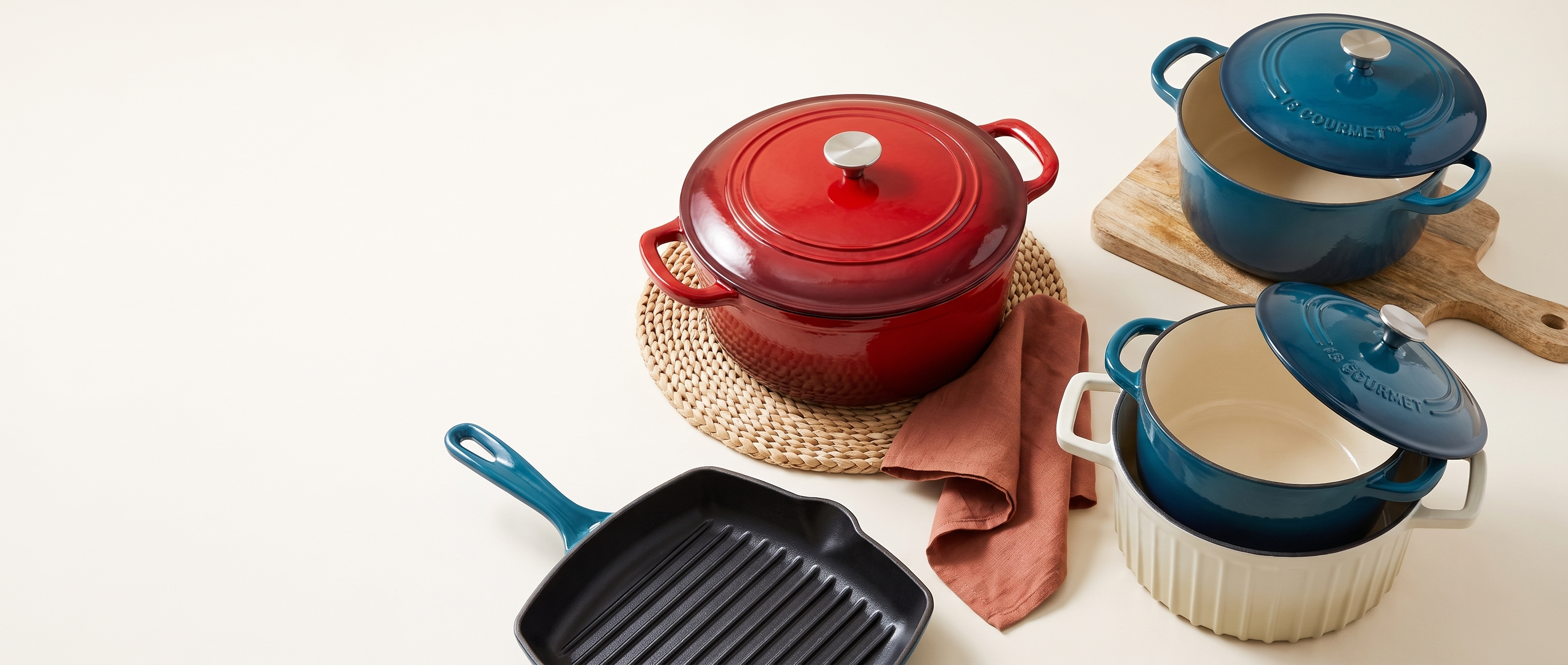 Enamelled cast iron cookware — Dutch ovens and grill pan